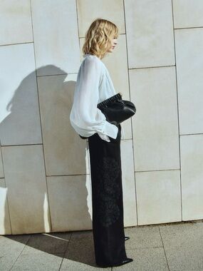 H&M Edition Women’s Black Denim Jeans With Crochet Look Sides Size 10 NWT